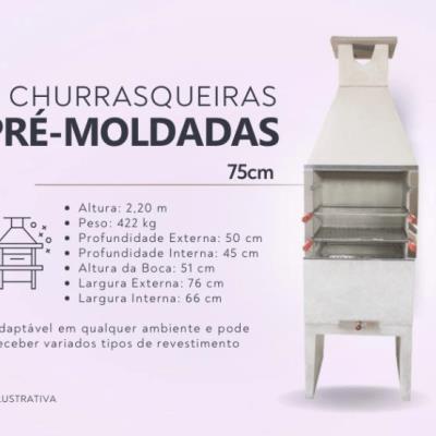 20 (vinte) churrasqueiras novas pré-moldadas de 75cm, com kit de inox