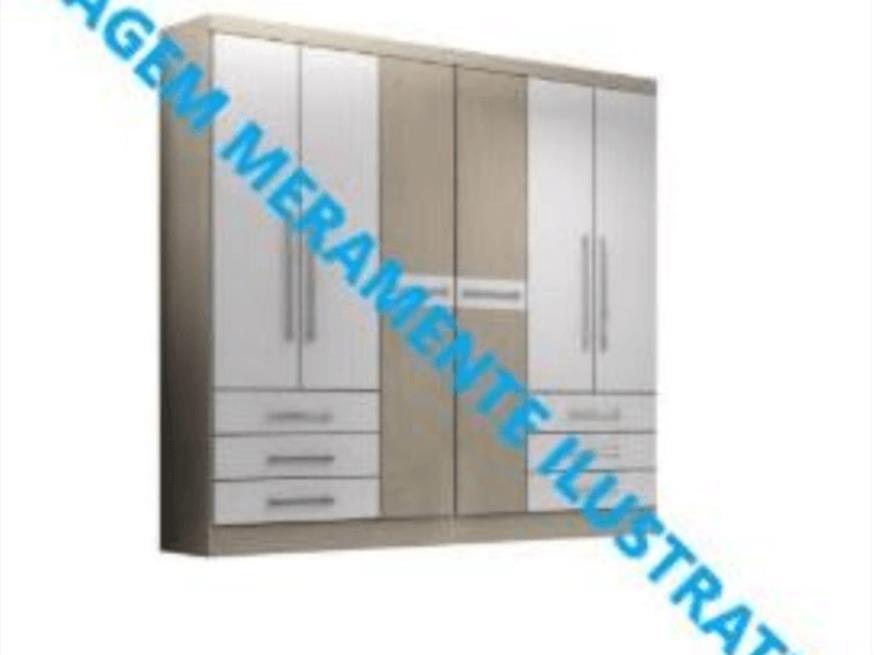 Foto ilustrativa 1 - Guarda roupas 6 portas, c/ puxador cromado, 6 gavetas.