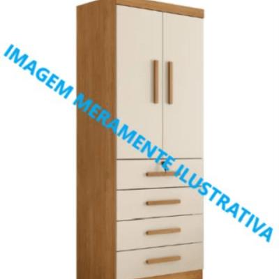 Guarda-roupas, pequeno, c/ duas portas e quatro gavetas.
